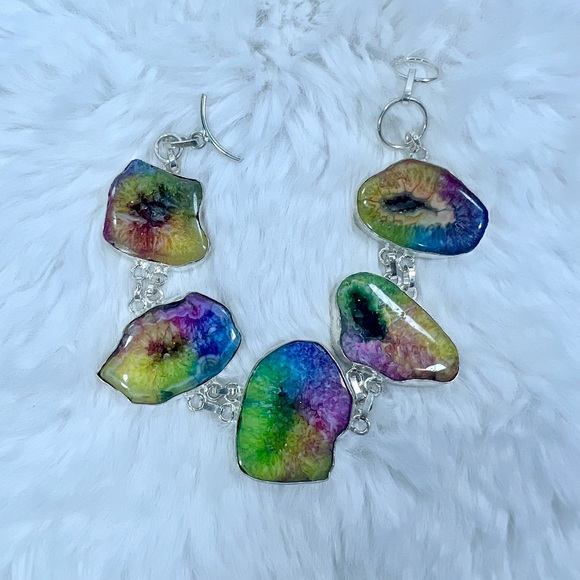 Rainbow 🌈 Solar Quartz 925 Large Gemstone Necklace & Bracelet ONLY #A22 - Picture 4 of 12